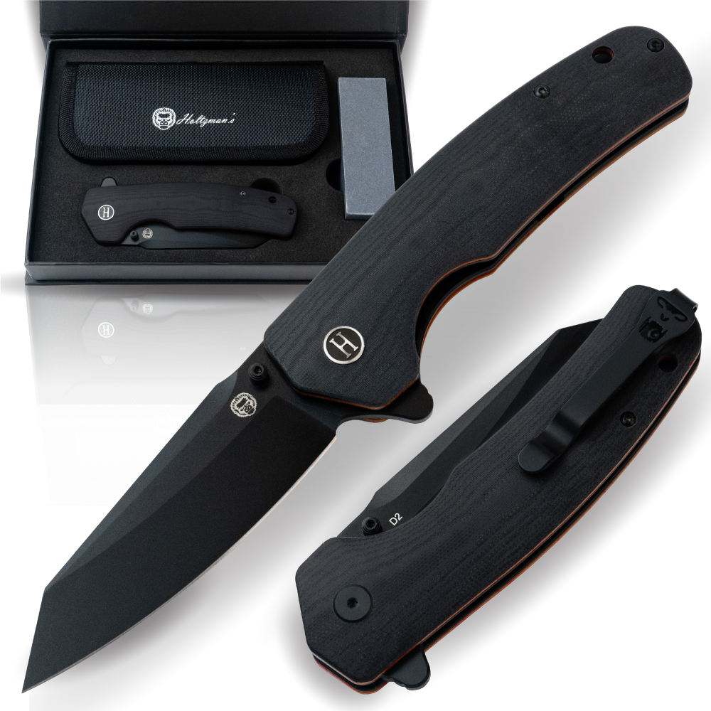 The Clip Point Folding Pocket Knife (Black and Orange)