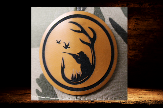 Camo with leather hunting patch