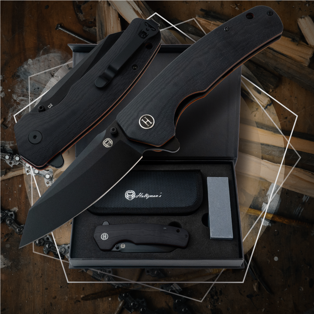 The Clip Point Folding Pocket Knife (Black and Orange)