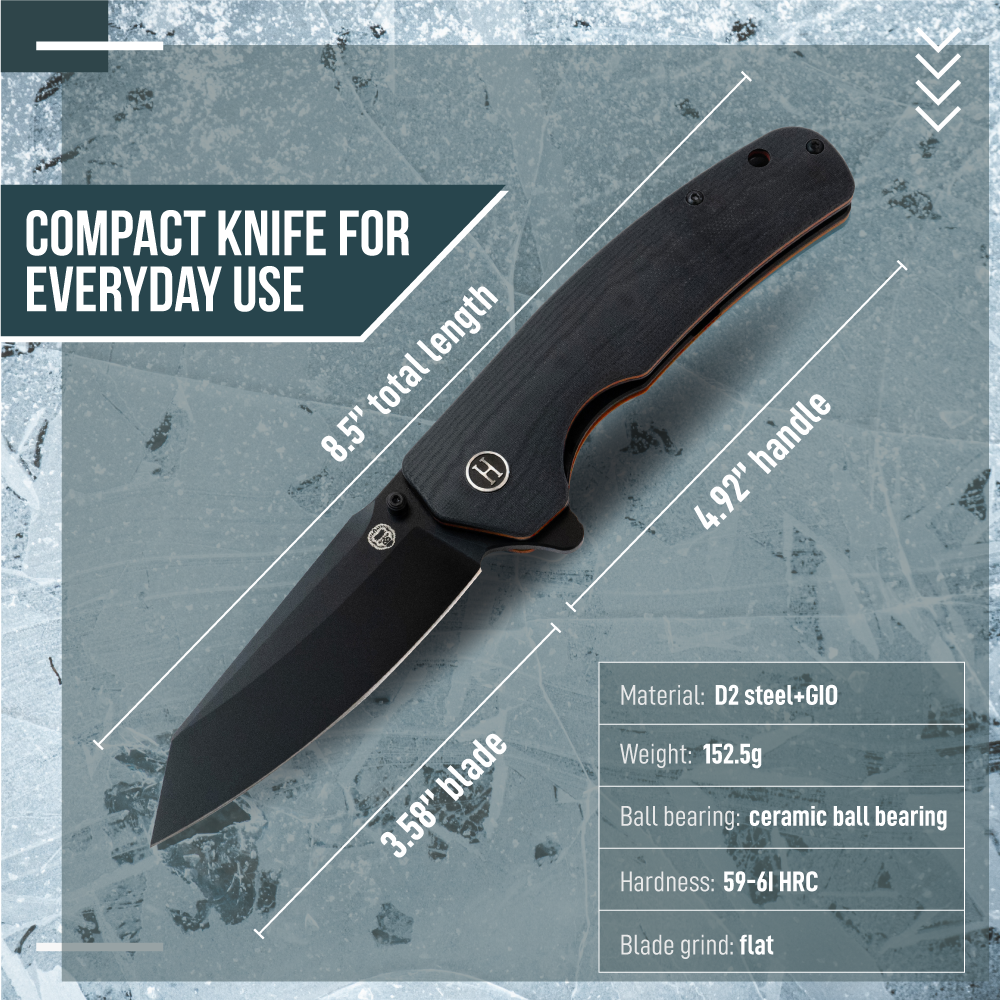 The Clip Point Folding Pocket Knife (Black and Orange)