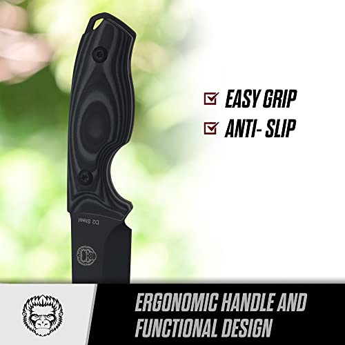 The Baby Silverback Survival Knife Giftset for Outdoors (Black Blade + Grey Liner)