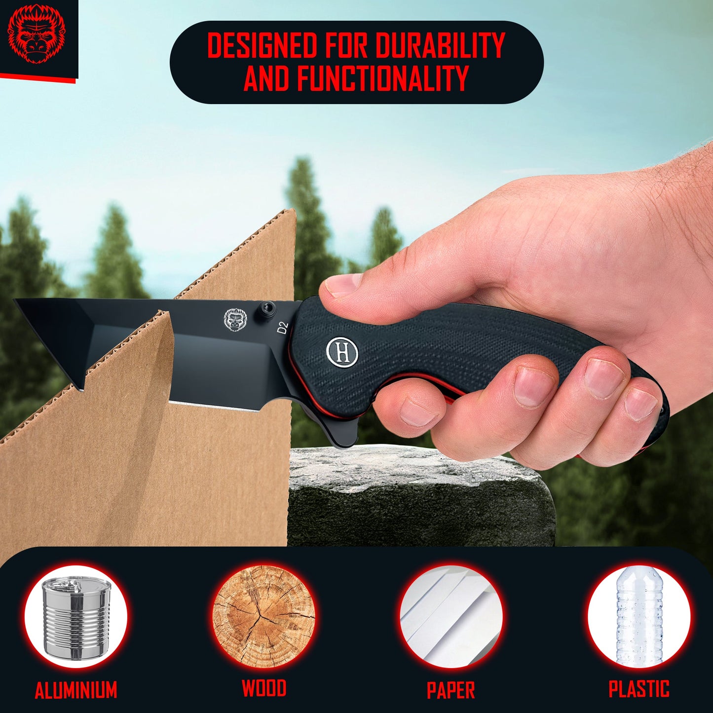 The Pioneer Folding Pocket Knife (Black and Orange)