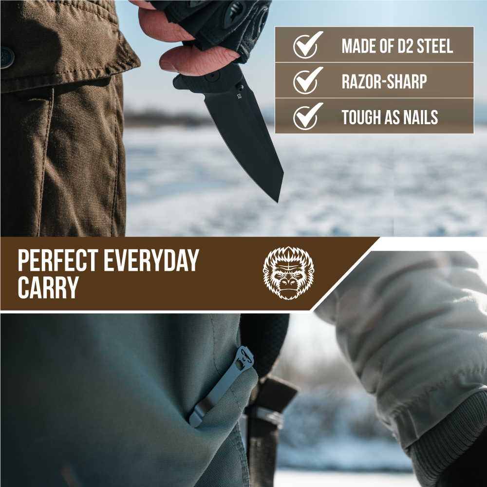 The Clip Point Folding Pocket Knife (Black and Orange)