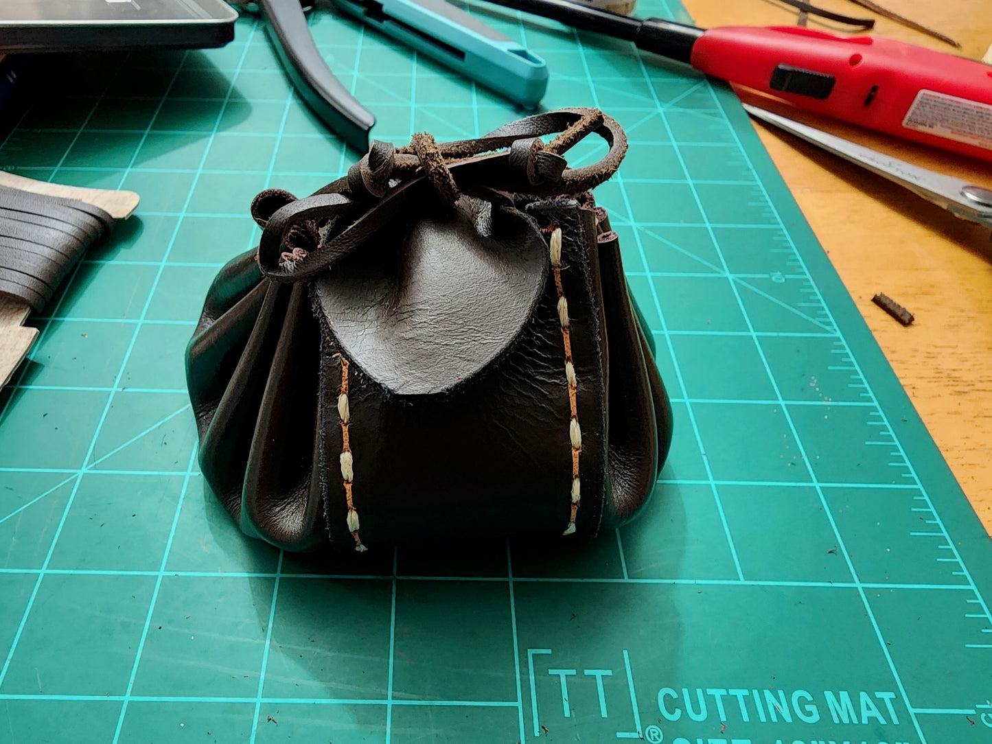 Viking style leather pouch