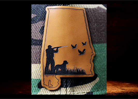 Army camo style low profile dad hat with Alabama hunting patch