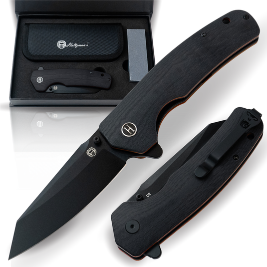 The Clip Point Folding Pocket Knife (Black and Orange)