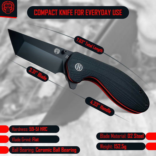 The Pioneer Folding Pocket Knife (Black and Orange)