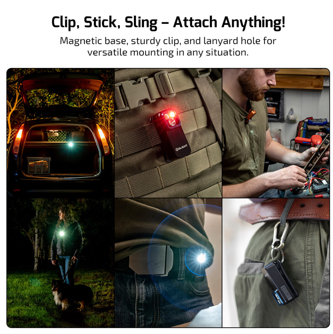 Olight Oclip Pro – Clip Light with Flood, Spot, and Red Modes – Available in 4 Colors