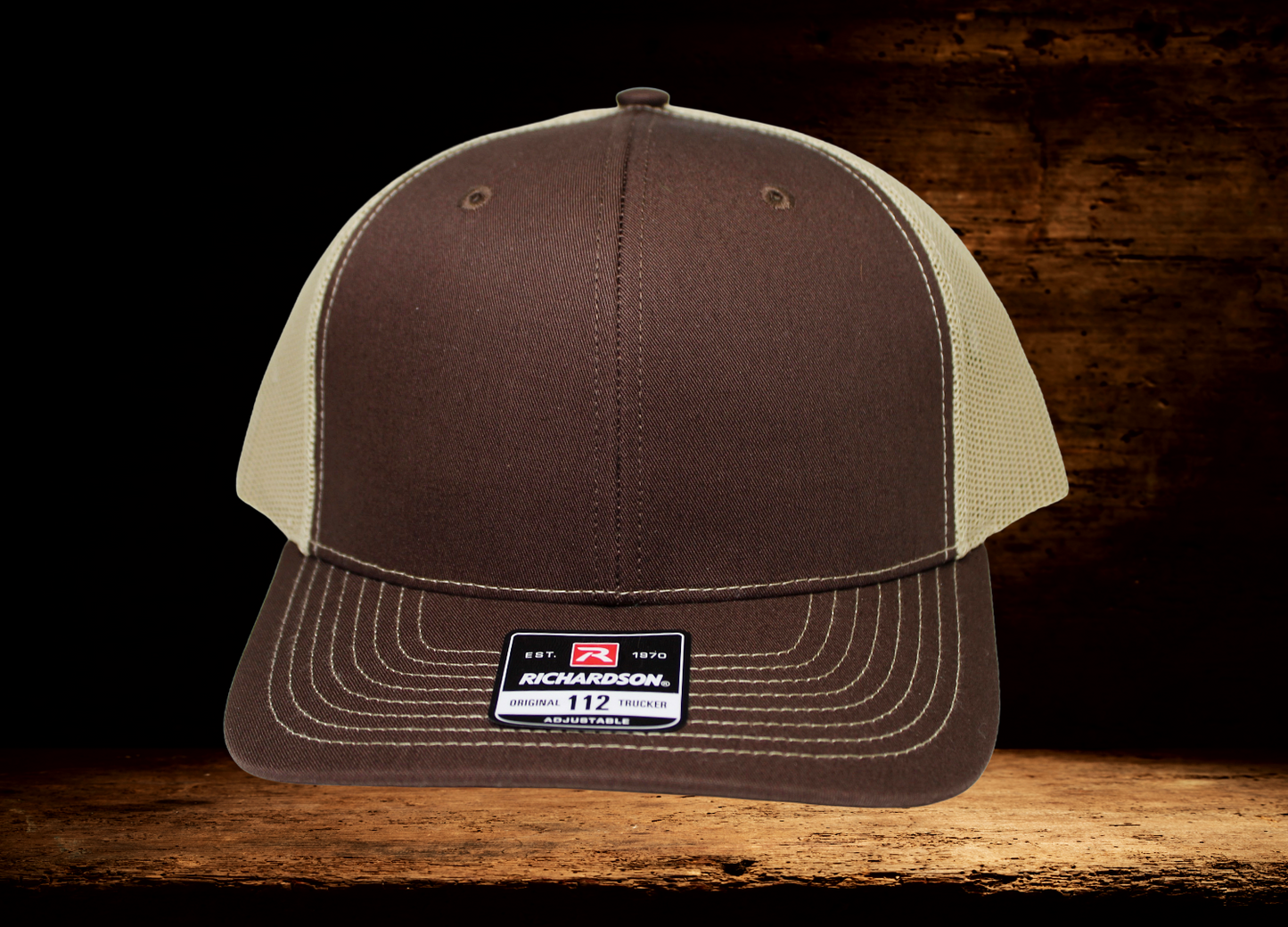 Hunting orange hat with colorful deer patch