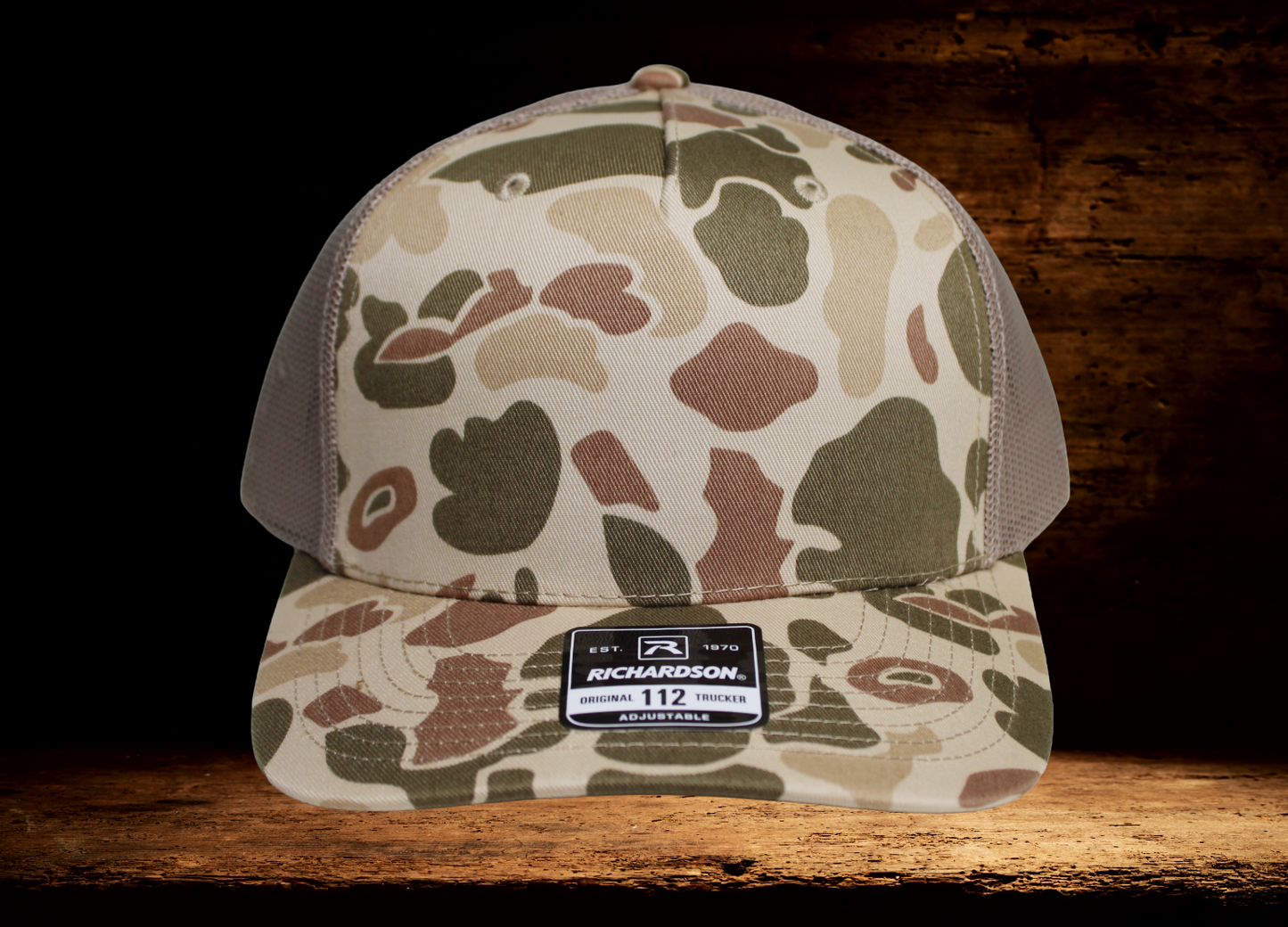 Hunting orange hat with colorful deer patch